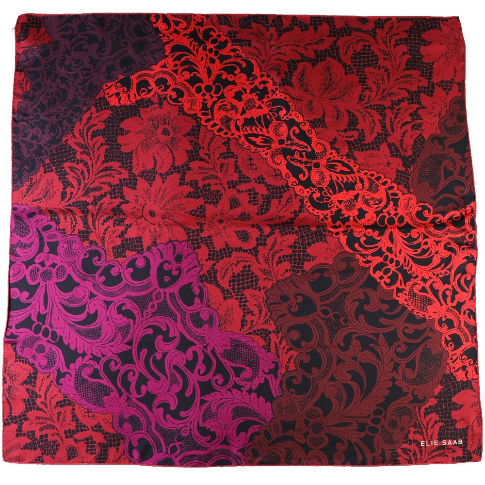ELIE SAAB 100% Silk Square Scarf 90x90 cm 34x34" Floral